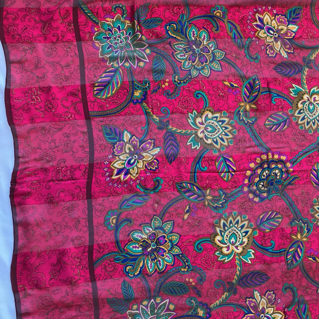 Amazing Authentic Vintage YSL YVES SAINT LAURENT Silk Logo Shawl - Pinks