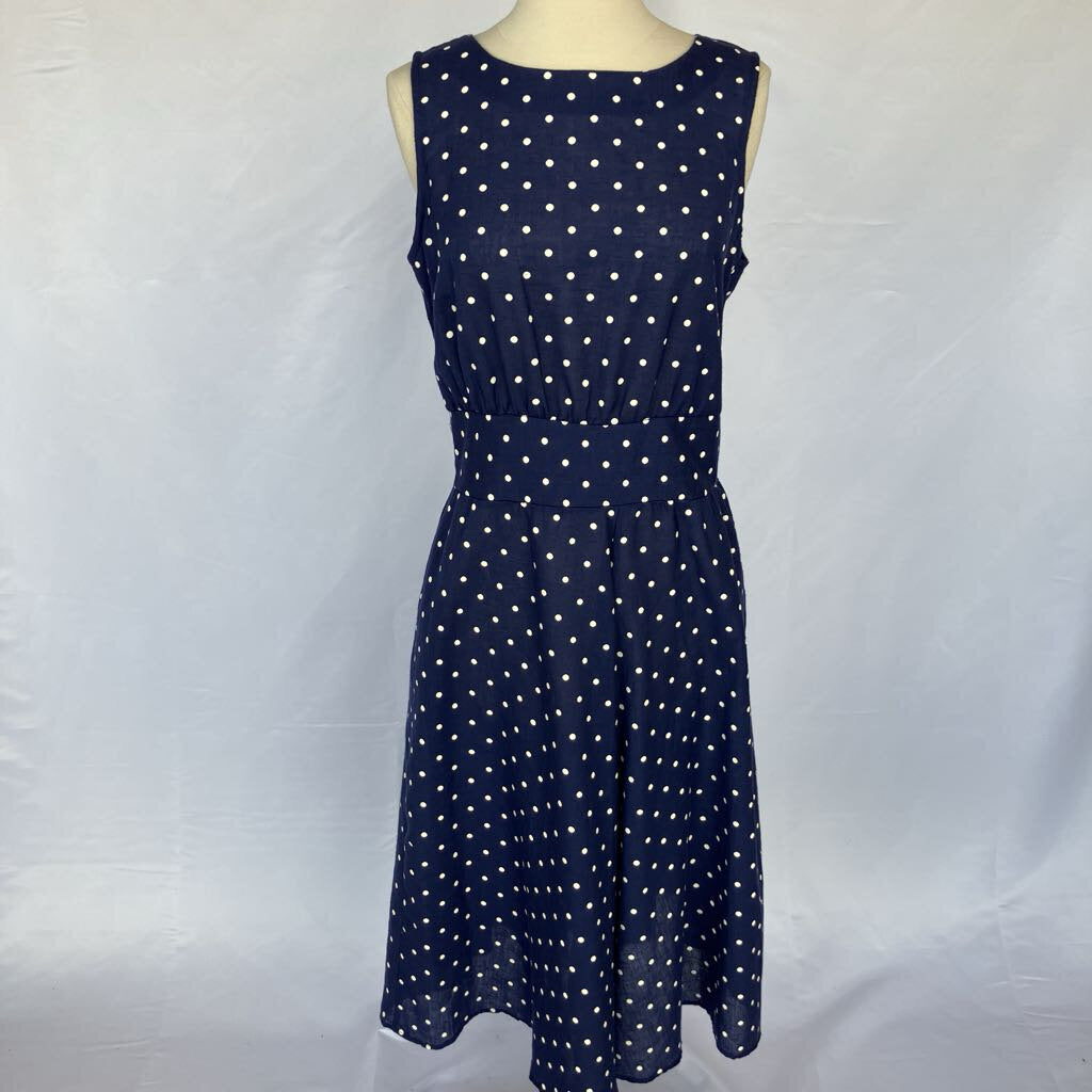1980s Blue Polka Dot Day Dress with Pockets