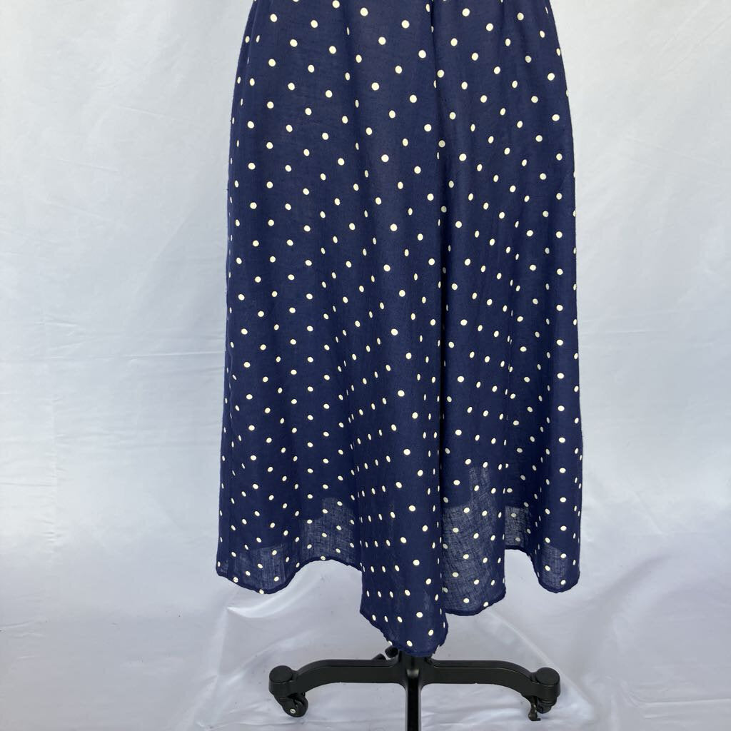 1980s Blue Polka Dot Day Dress with Pockets