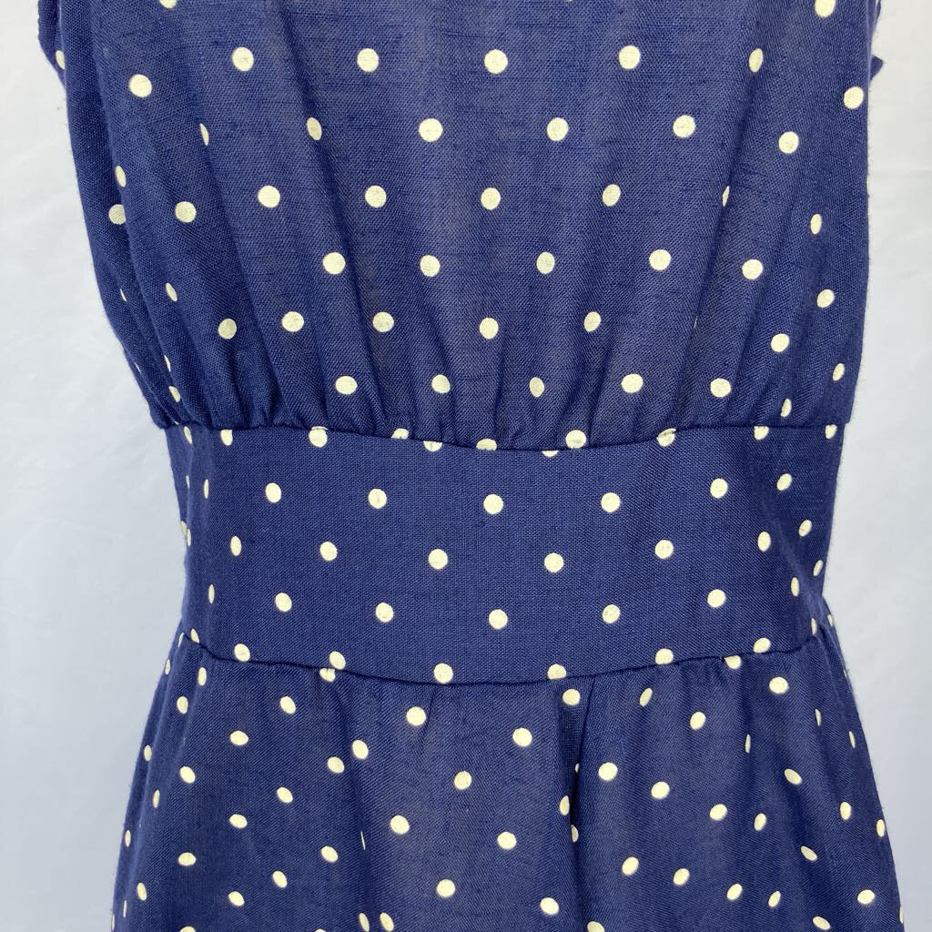 1980s Blue Polka Dot Day Dress with Pockets