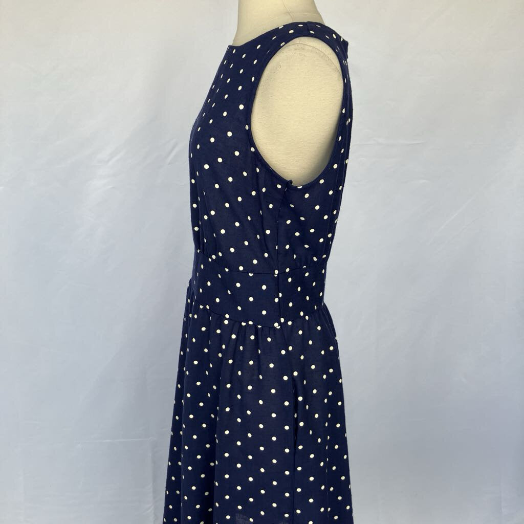 1980s Blue Polka Dot Day Dress with Pockets