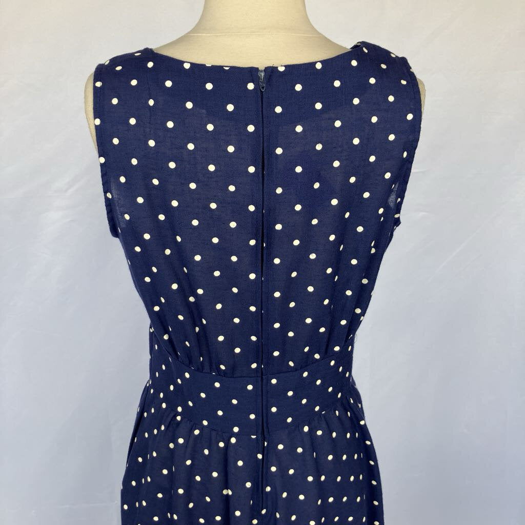 1980s Blue Polka Dot Day Dress with Pockets