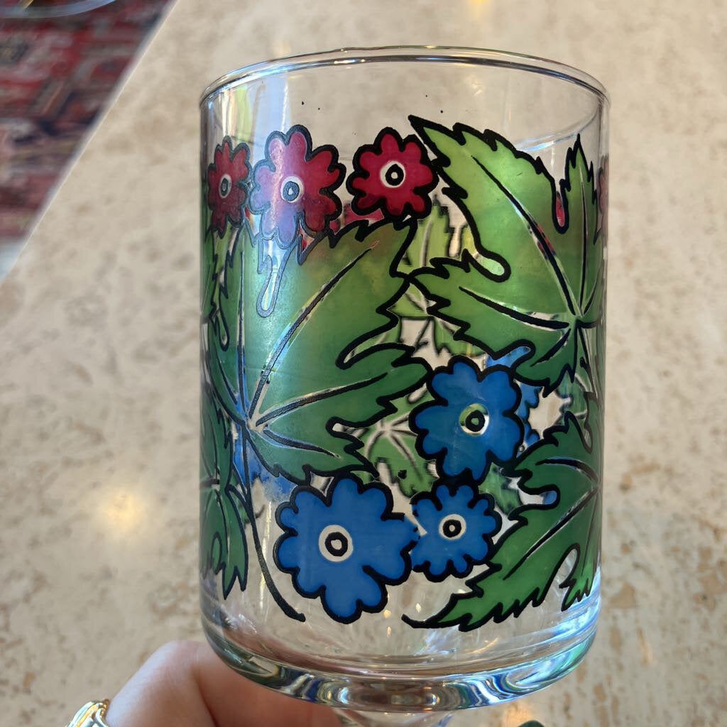 1970's Tiffany Foliage by Libbey, Stemmed Glass Set of 6