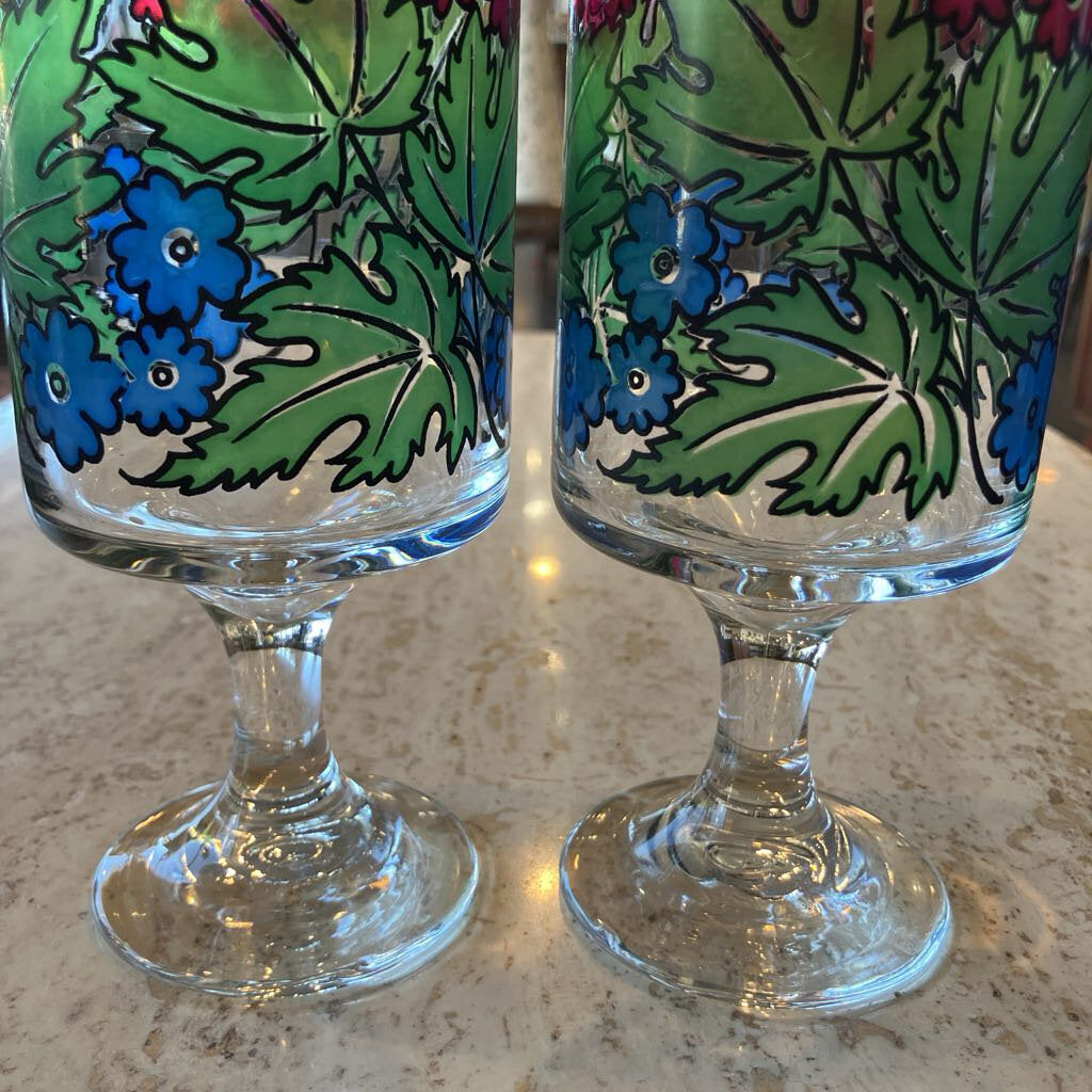 1970's Tiffany Foliage by Libbey, Stemmed Glass Set of 6