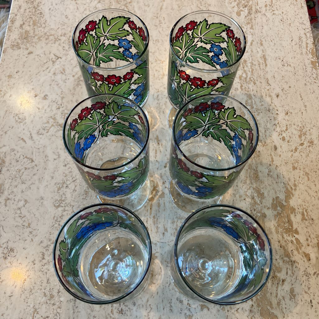 1970's Tiffany Foliage by Libbey, Stemmed Glass Set of 6