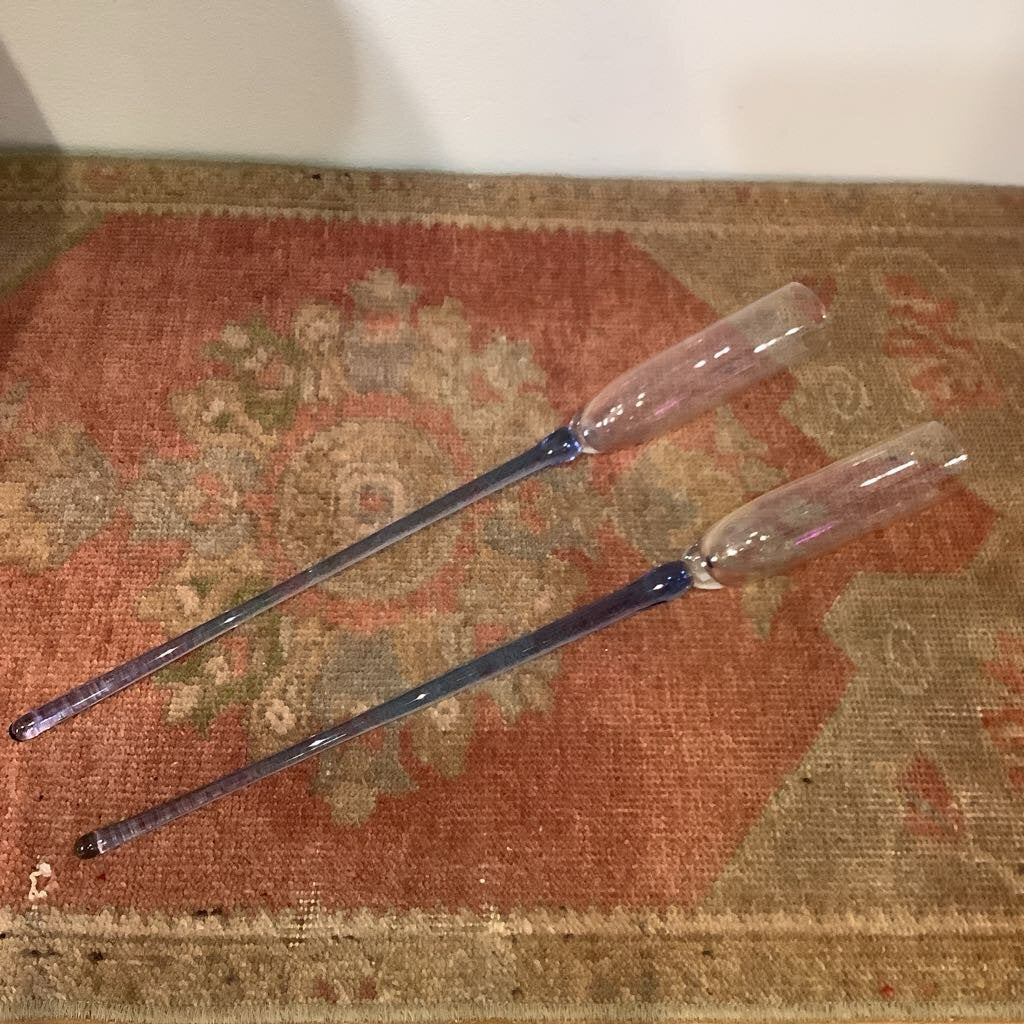 Vtg Handblown Champagne Flutes Set of 8 w/ Vase