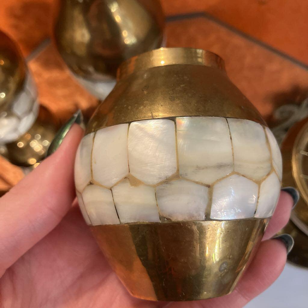 Vintage Brass and Pearl Incense Set