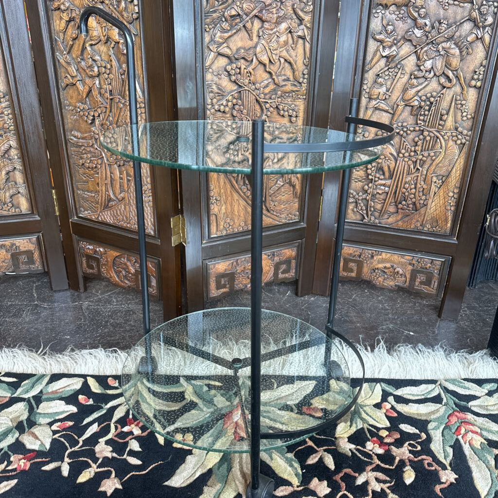Post Modern Two Level Glass Top Bar Cart