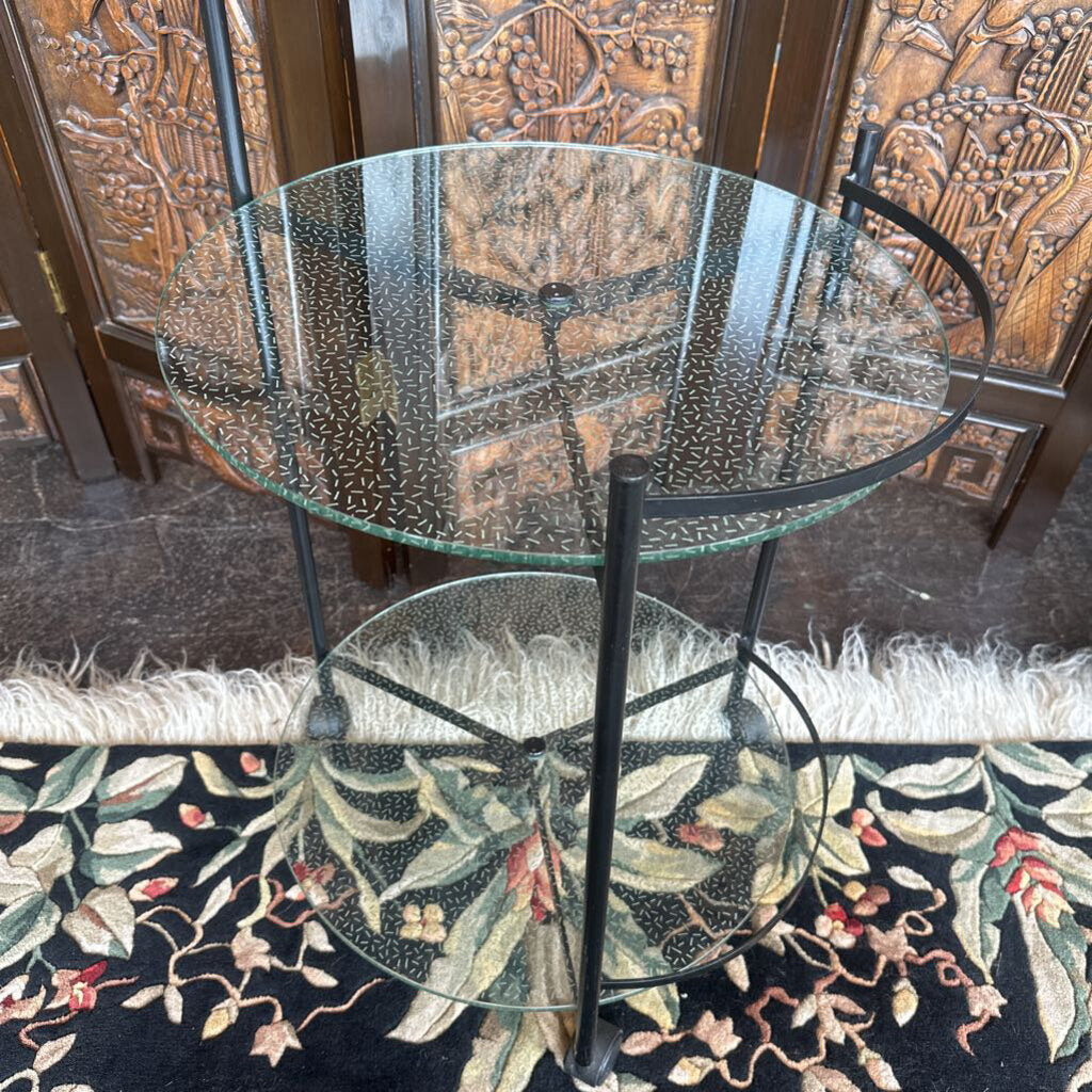 Post Modern Two Level Glass Top Bar Cart