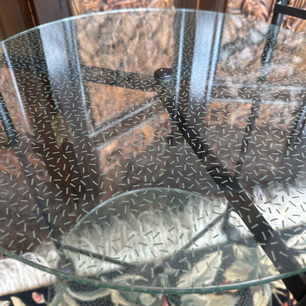 Post Modern Two Level Glass Top Bar Cart