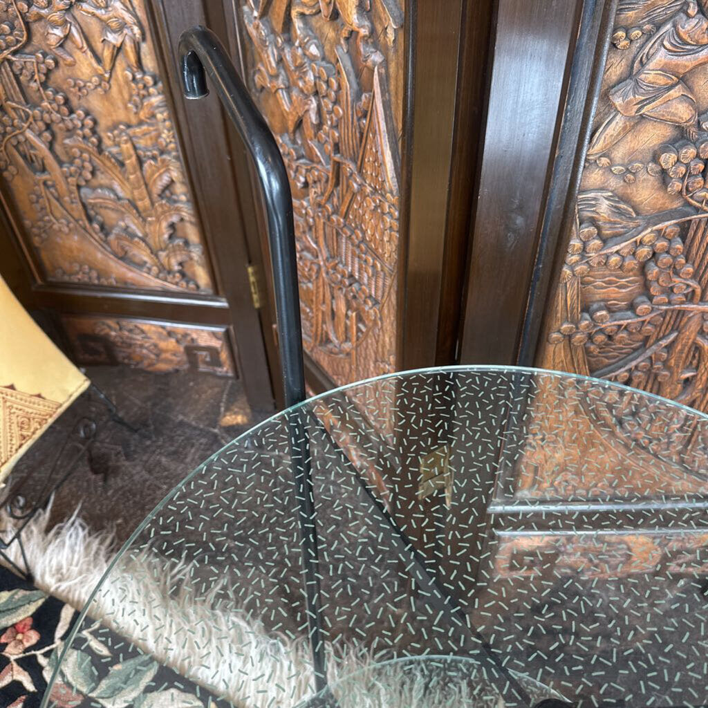 Post Modern Two Level Glass Top Bar Cart