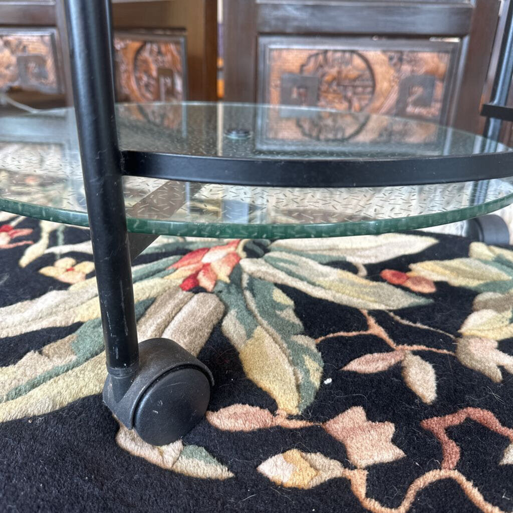 Post Modern Two Level Glass Top Bar Cart