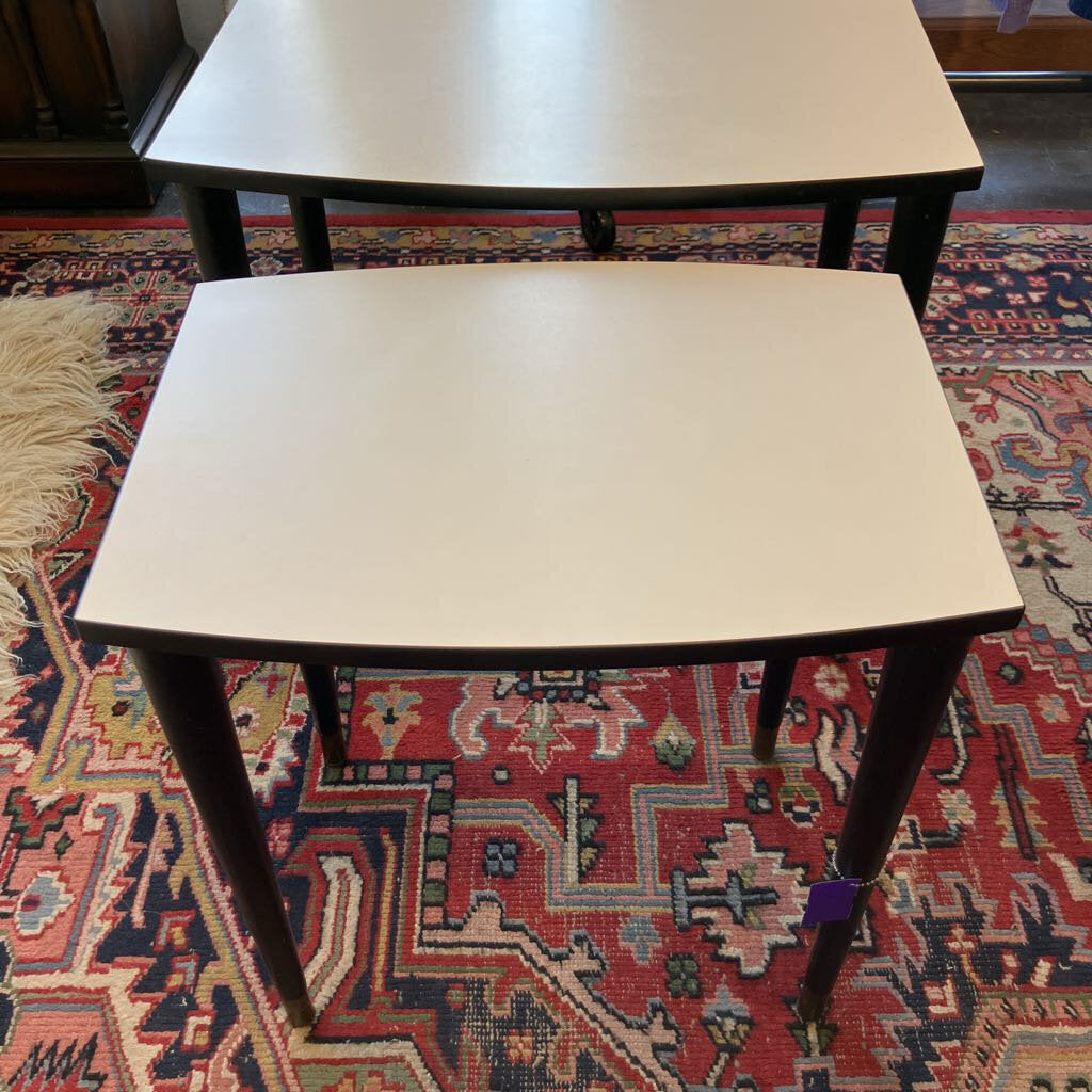 Mid Century White & Black Stacking Tables
