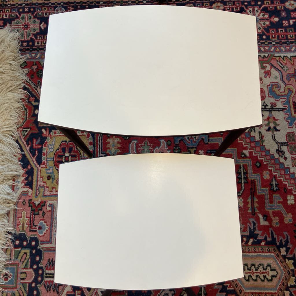 Mid Century White & Black Stacking Tables