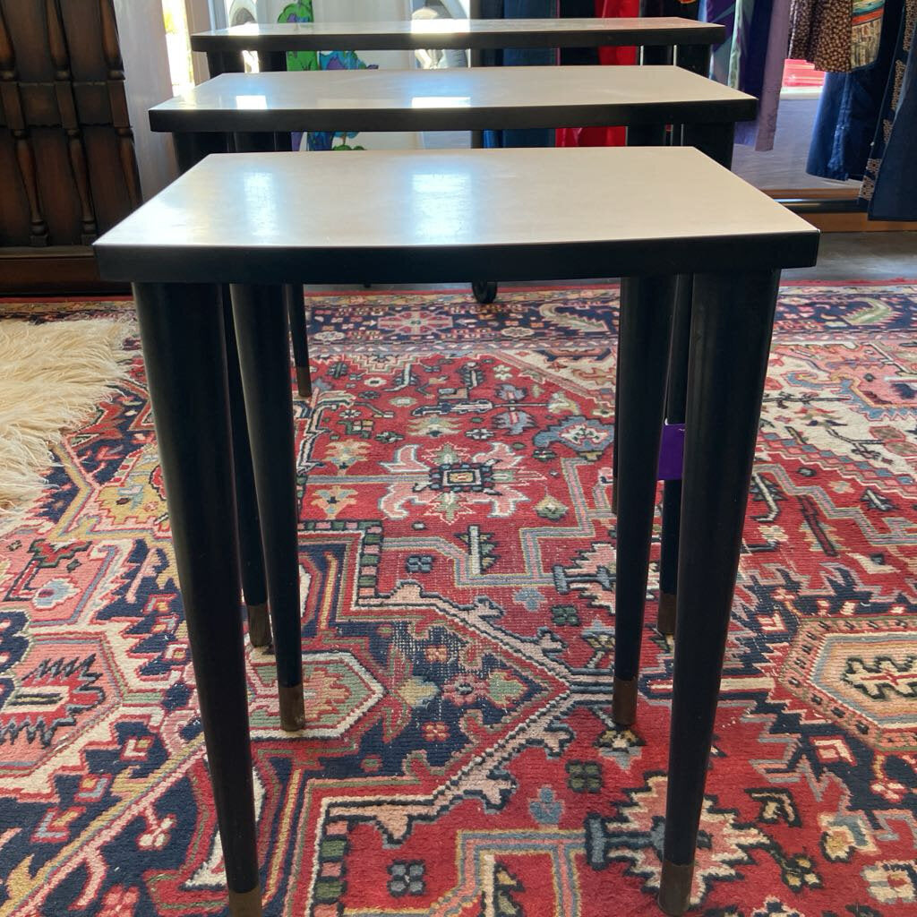 Mid Century White & Black Stacking Tables