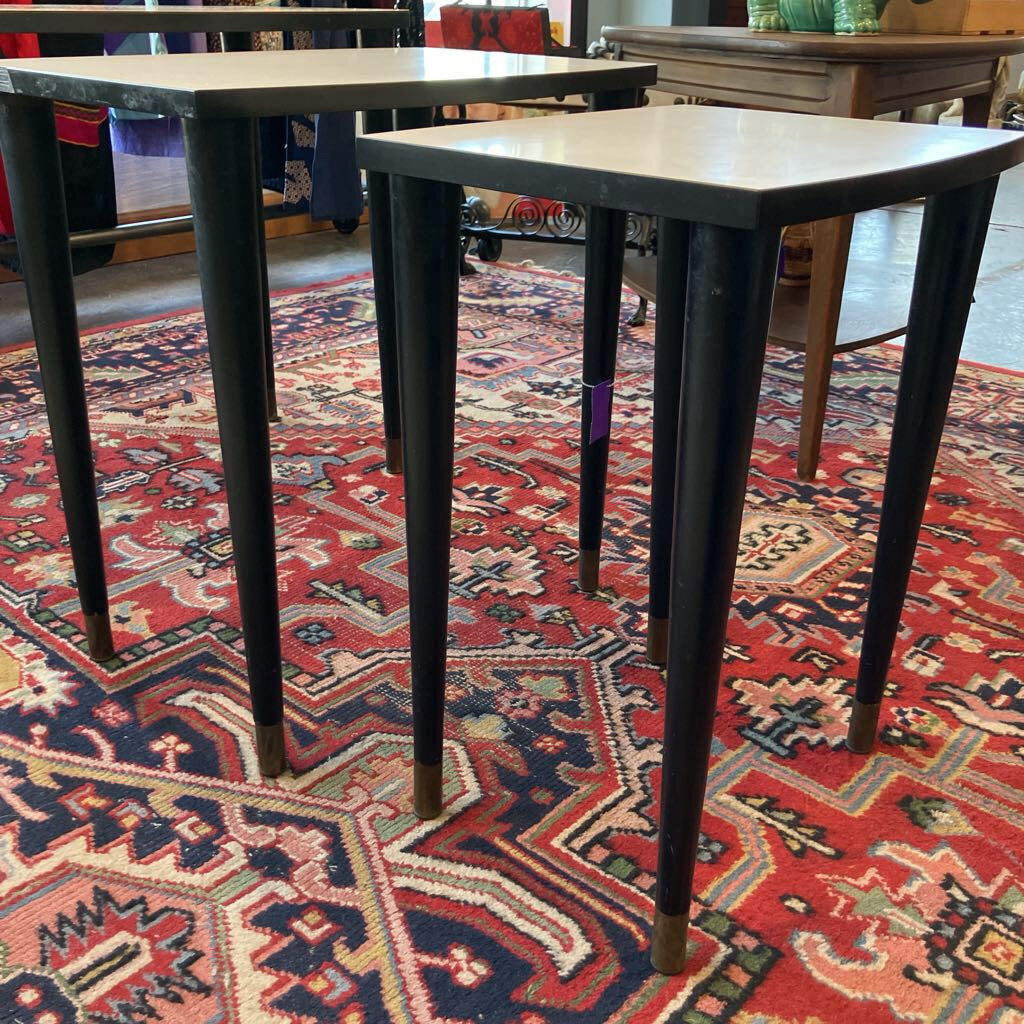Mid Century White & Black Stacking Tables