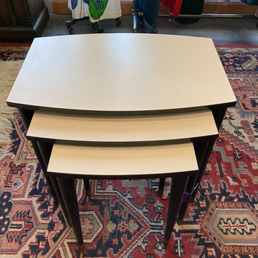 Mid Century White & Black Stacking Tables