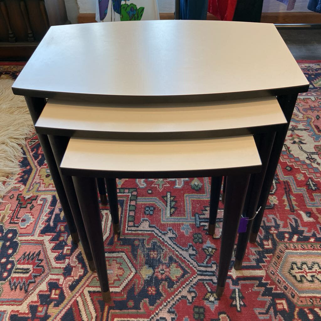 Mid Century White & Black Stacking Tables
