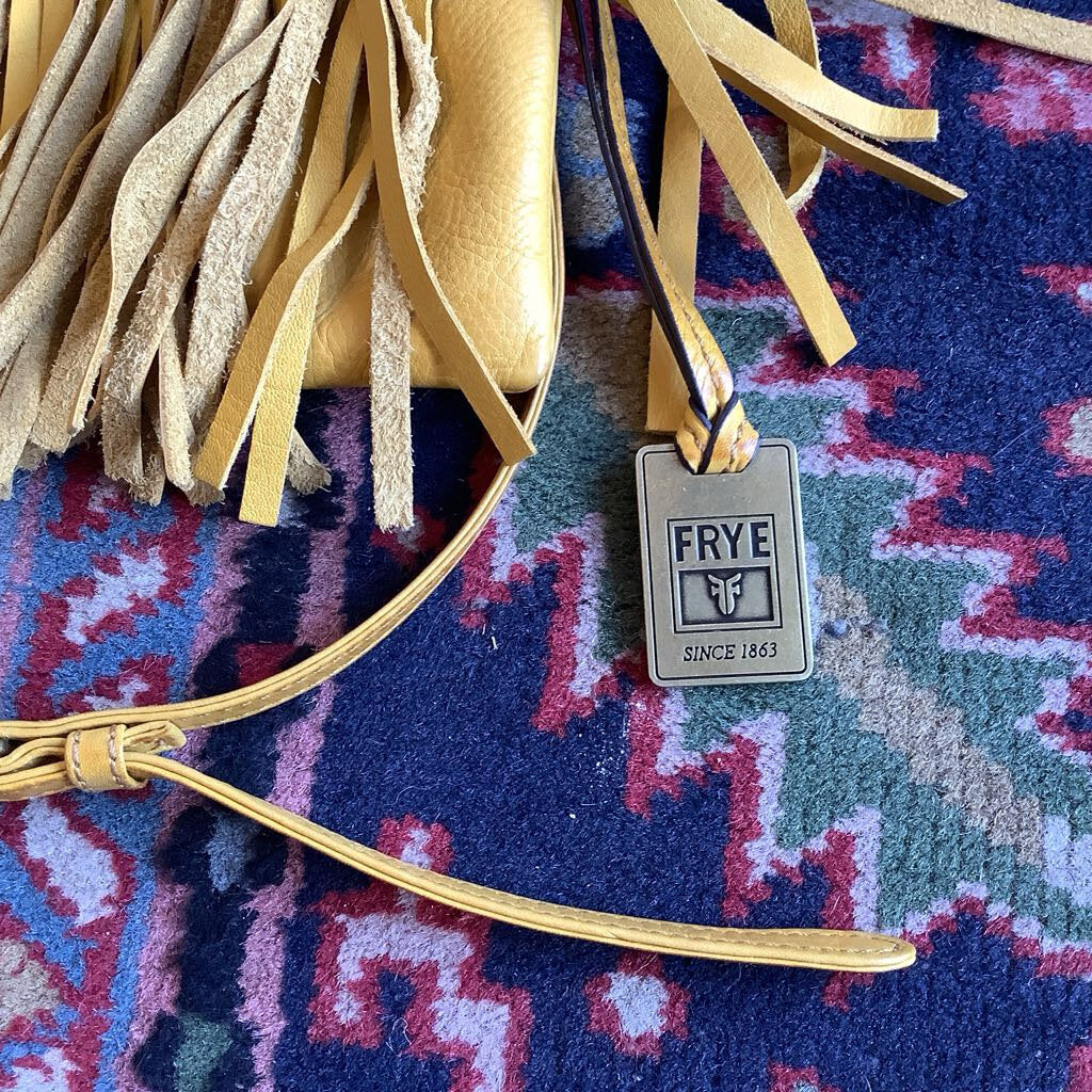 Frye Saddle Flap Yellow Italian Leather Fringe Cross-body Bag