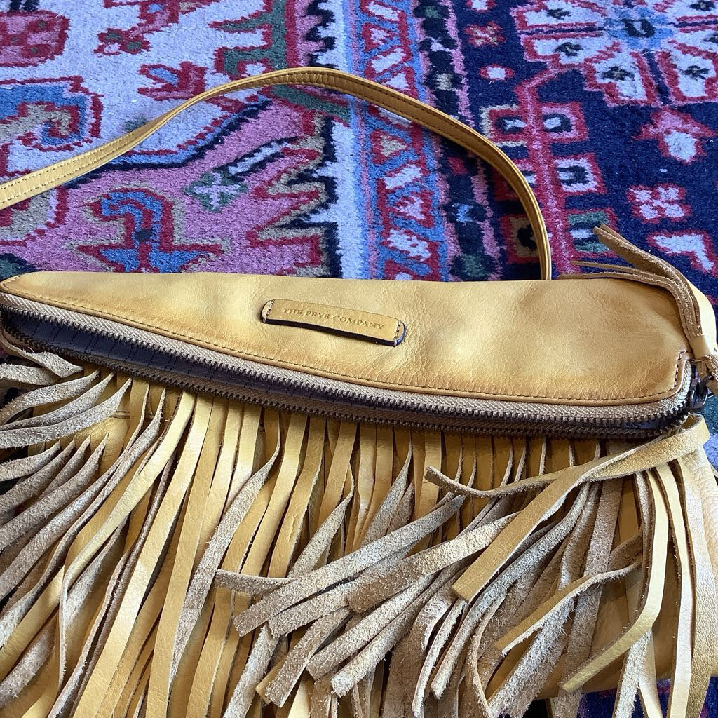 Frye Saddle Flap Yellow Italian Leather Fringe Cross-body Bag