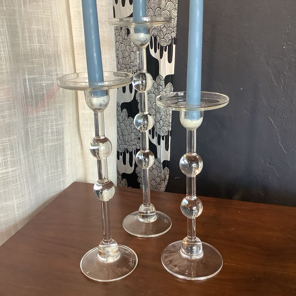 Rosenthal Studio Line Tall Glass Candle Holders, Set of 3