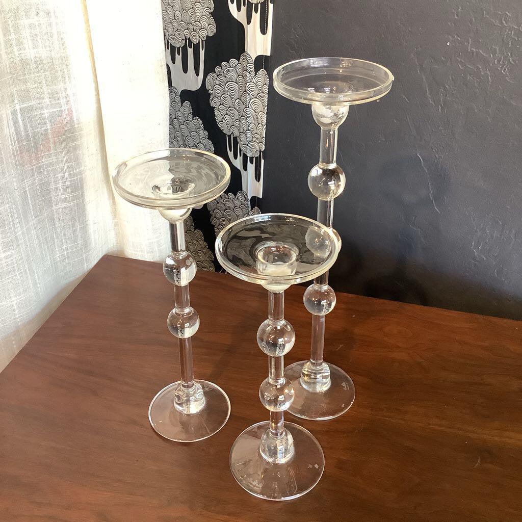 Rosenthal Studio Line Tall Glass Candle Holders, Set of 3