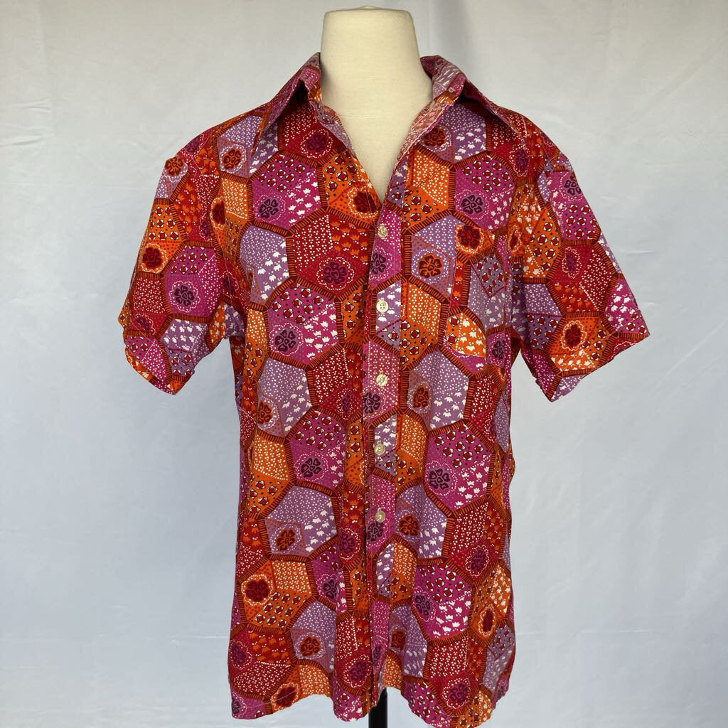 1970s Pink and Orange Button Up by Countess Mara for Jordan Marsh