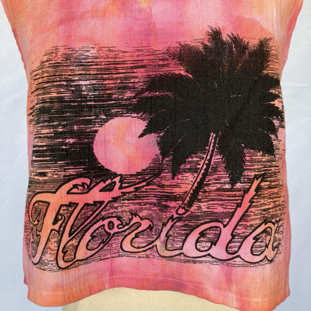 1990s Pink Tie Dye "Florida" Crop Top