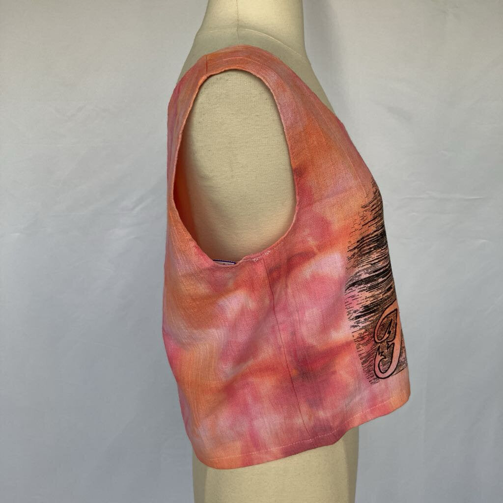1990s Pink Tie Dye "Florida" Crop Top