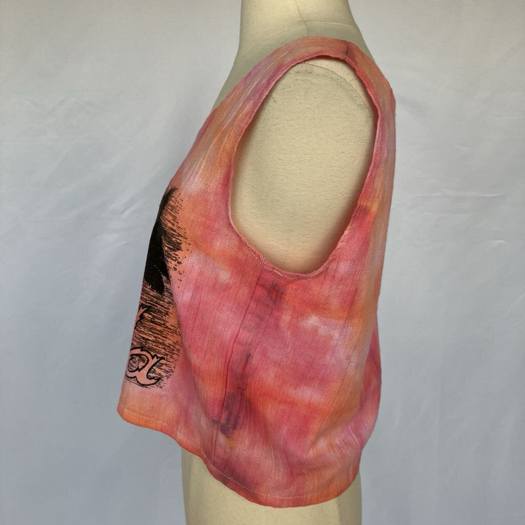 1990s Pink Tie Dye "Florida" Crop Top