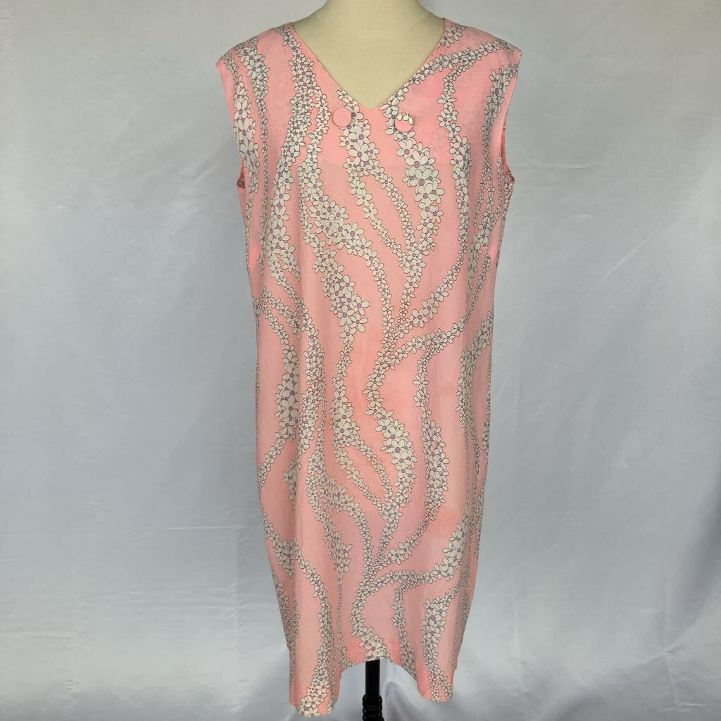 1960s Handmade Pink Mod Floral Shift Dress