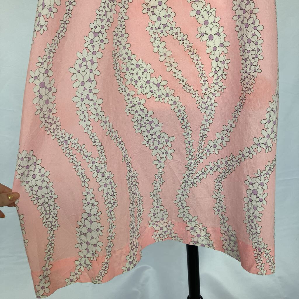 1960s Handmade Pink Mod Floral Shift Dress