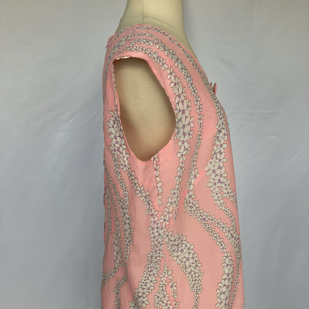 1960s Handmade Pink Mod Floral Shift Dress