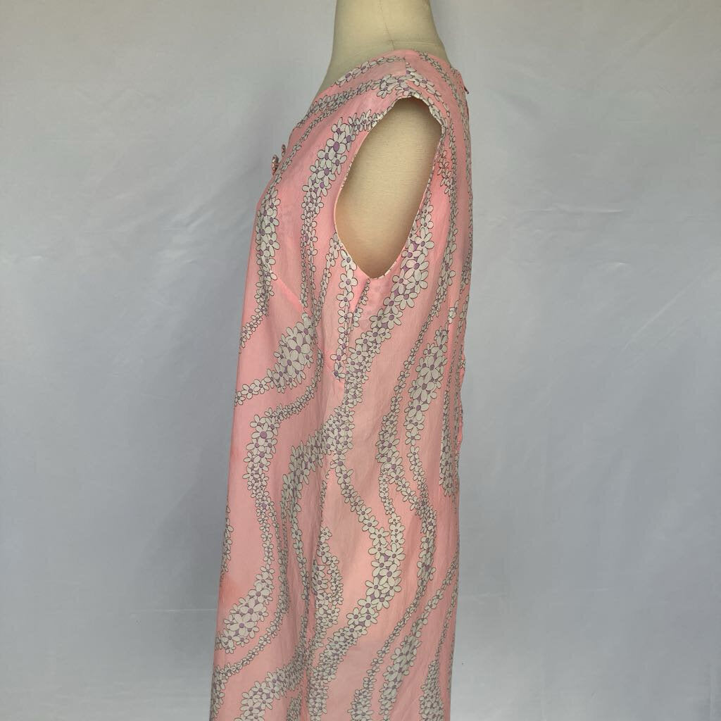 1960s Handmade Pink Mod Floral Shift Dress