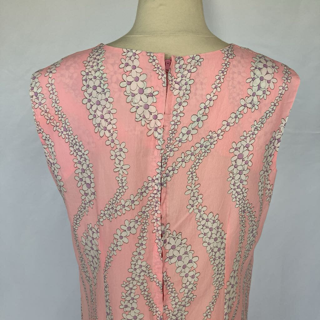 1960s Handmade Pink Mod Floral Shift Dress