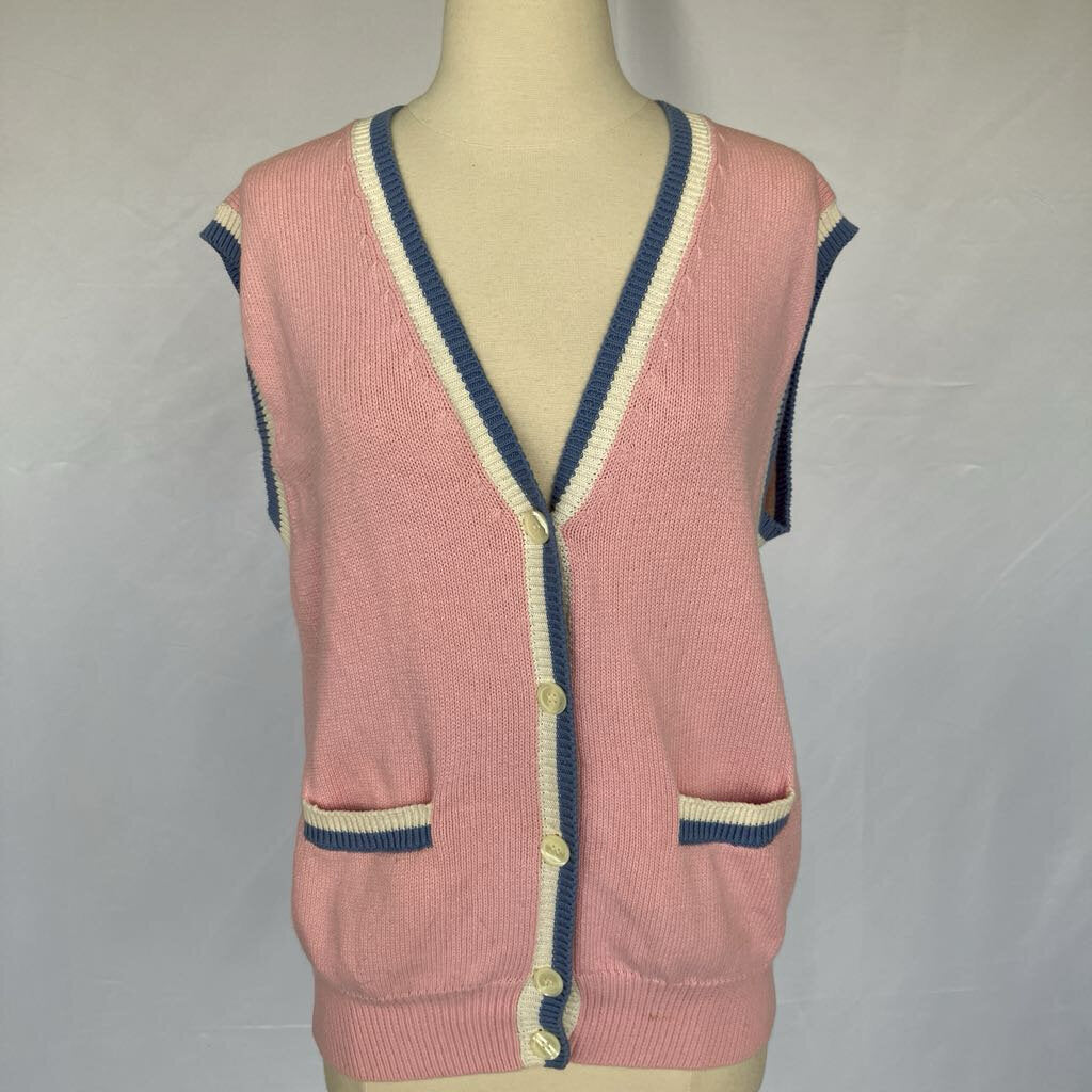 1980s Pink Knit Vest w/ Pockets