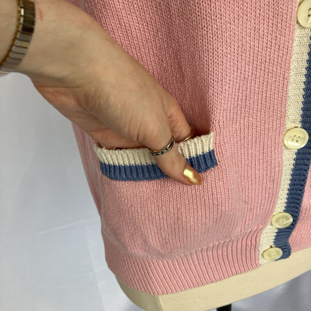1980s Pink Knit Vest w/ Pockets