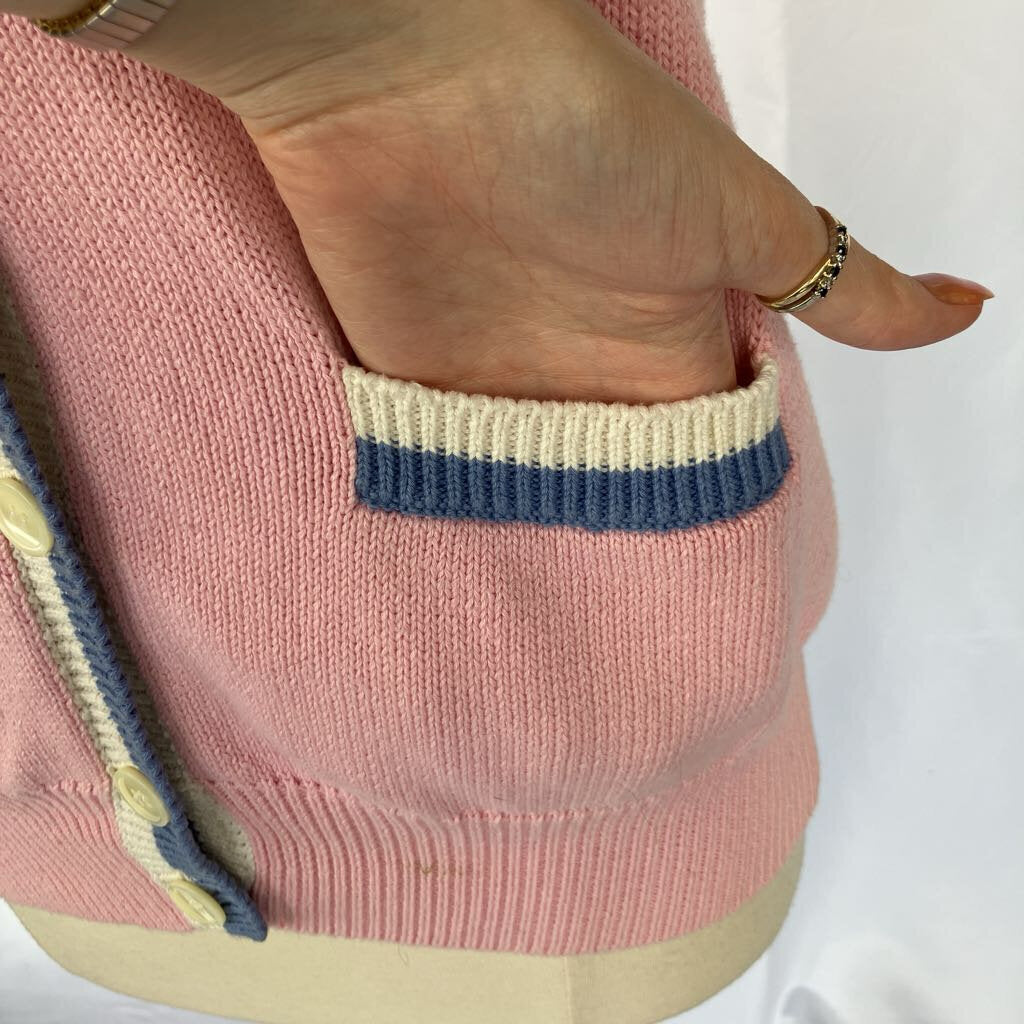 1980s Pink Knit Vest w/ Pockets
