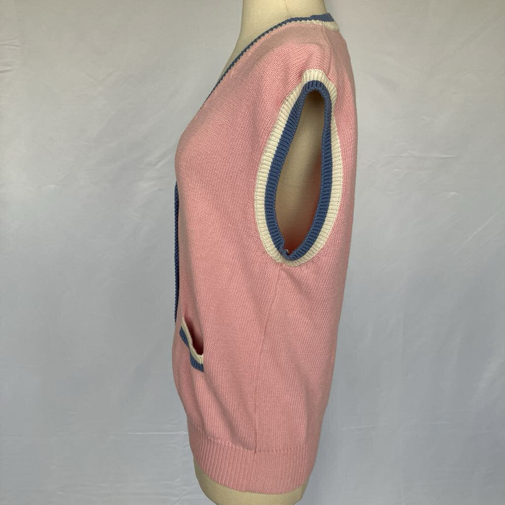1980s Pink Knit Vest w/ Pockets