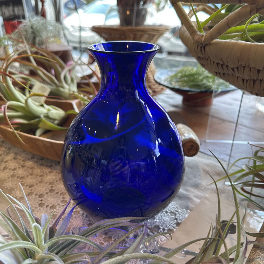 Vintage Enesco Cobalt Blue Round Vase
