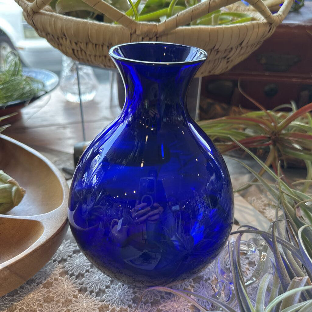 Vintage Enesco Cobalt Blue Round Vase