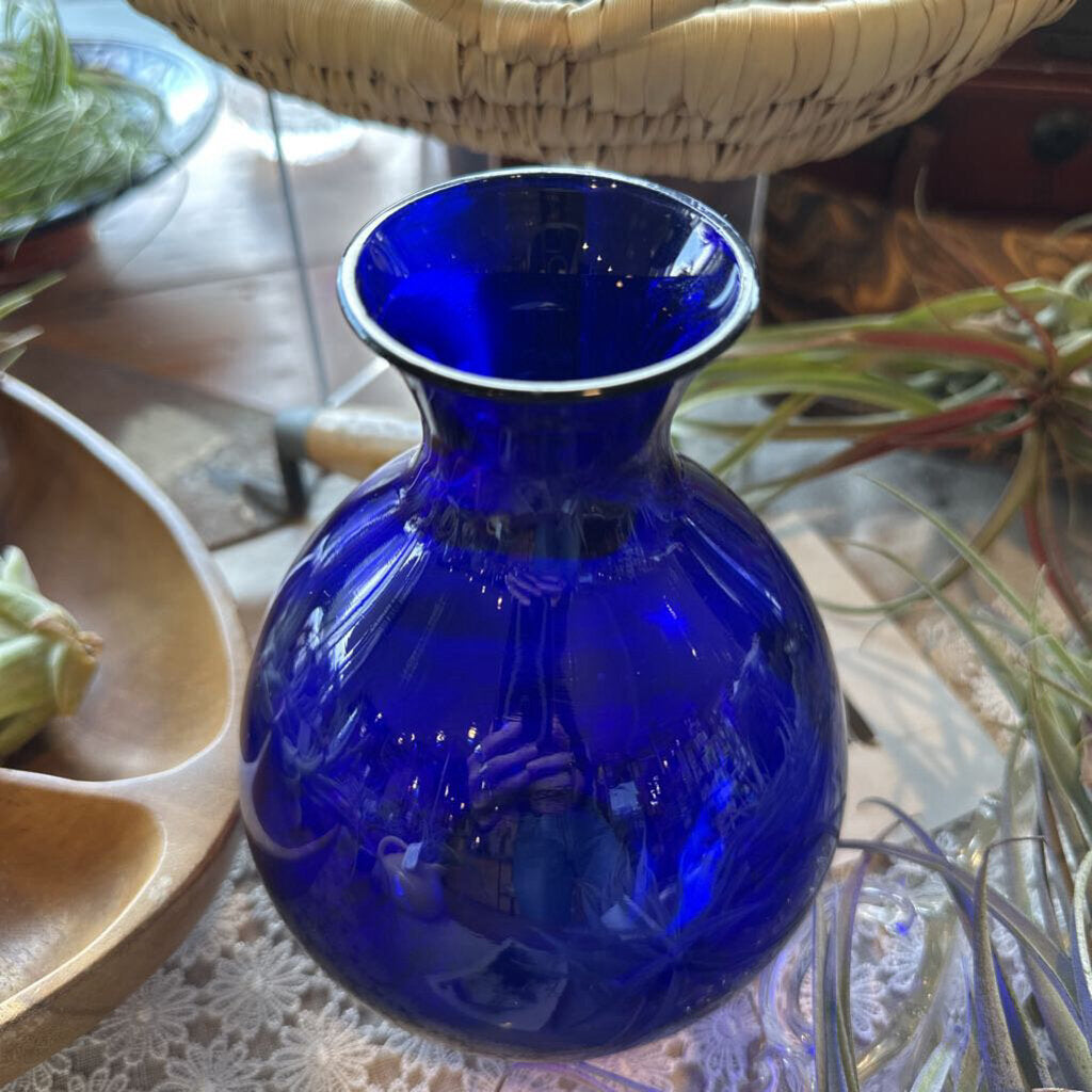 Vintage Enesco Cobalt Blue Round Vase