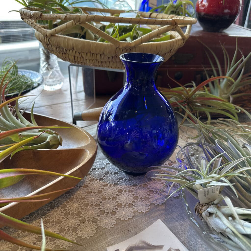 Vintage Enesco Cobalt Blue Round Vase