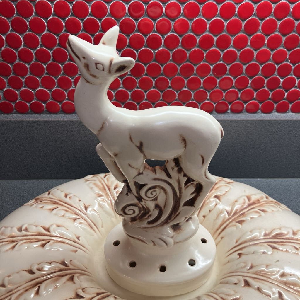 1940's Deer Flower Frog & Console by Red Wing Pottery