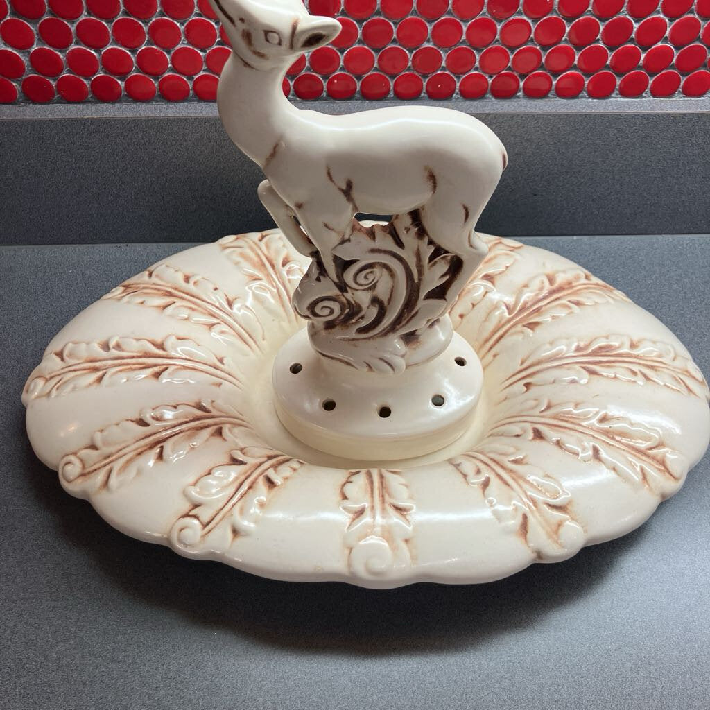 1940's Deer Flower Frog & Console by Red Wing Pottery