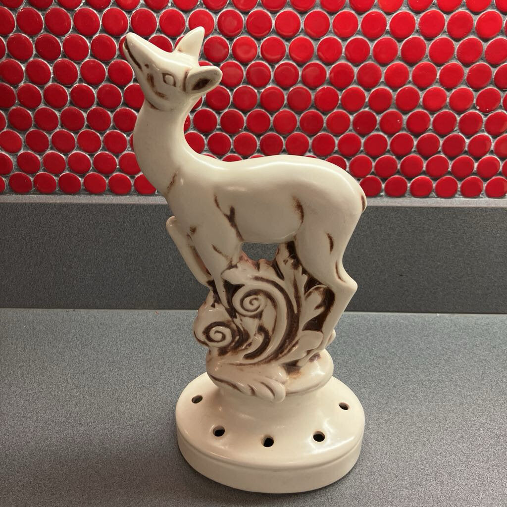 1940's Deer Flower Frog & Console by Red Wing Pottery