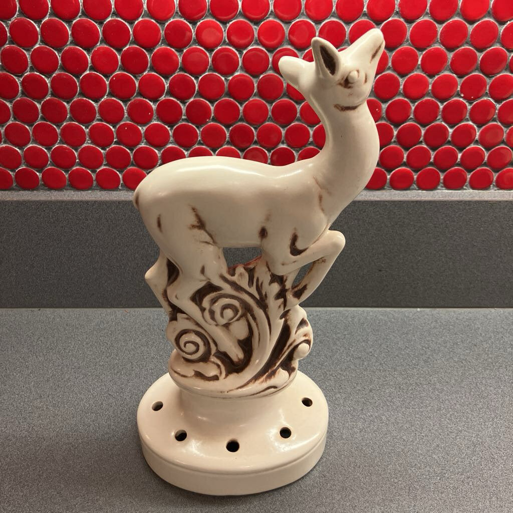 1940's Deer Flower Frog & Console by Red Wing Pottery
