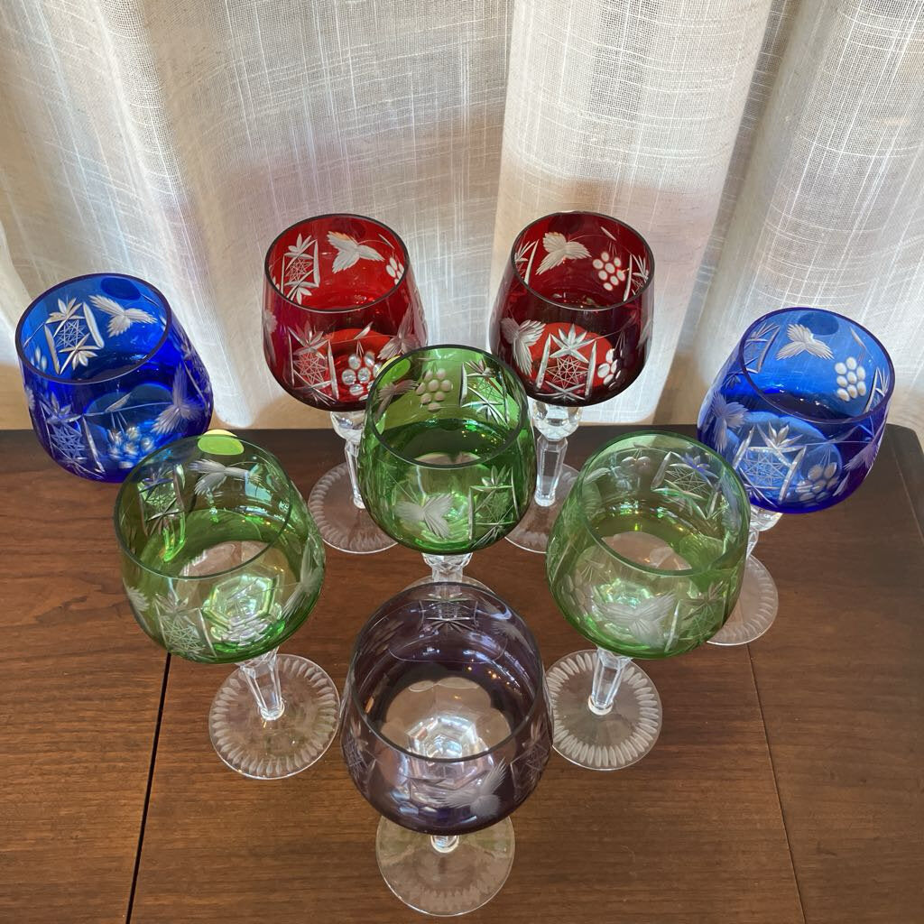 Vintage Poland Hortensja (Hortensia) Crystal Wine Glasses