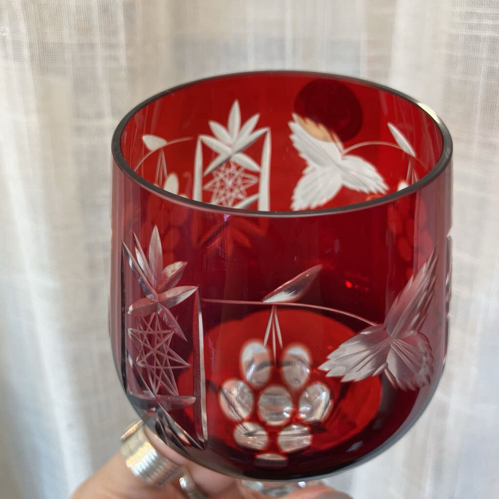 Vintage Poland Hortensja (Hortensia) Crystal Wine Glasses