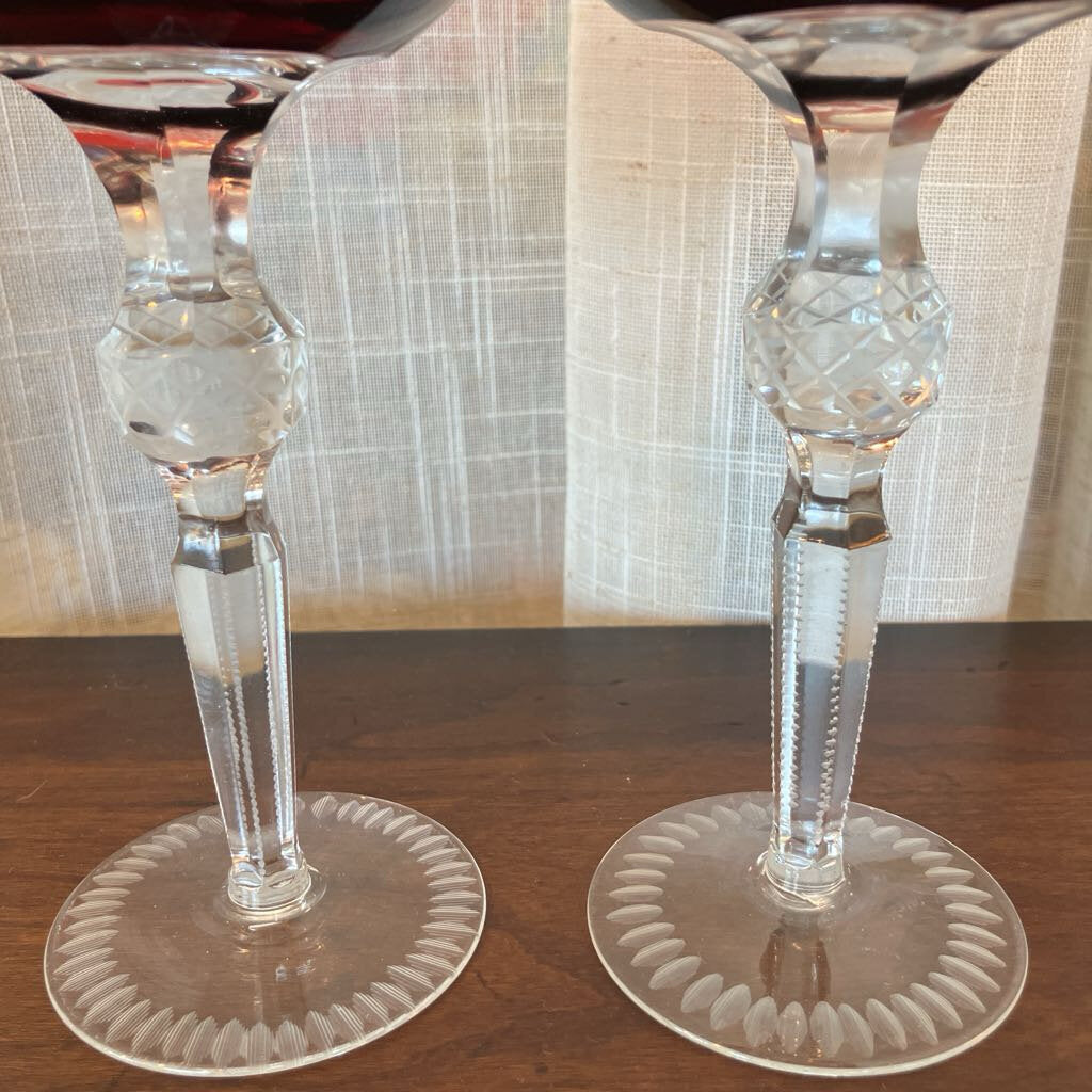 Vintage Poland Hortensja (Hortensia) Crystal Wine Glasses